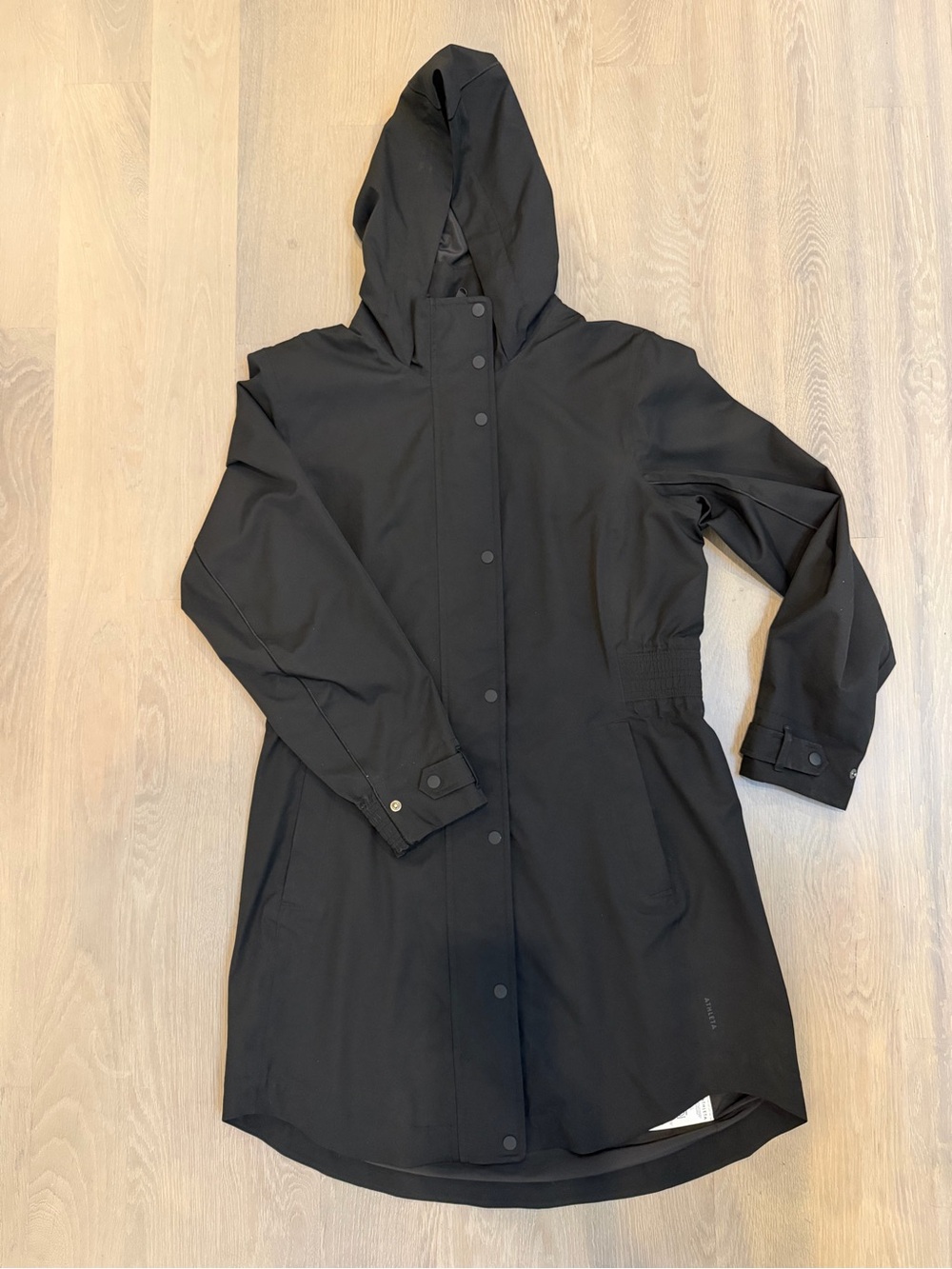 Athleta RainOut Sutro Long Trench Raincoat, Black, L , Excellent condition